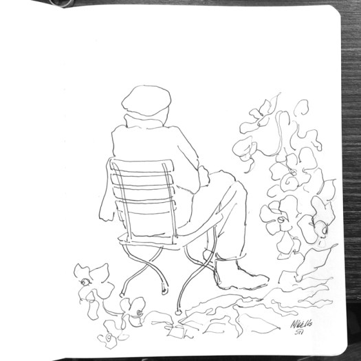 "Man in Beret at Gardens"