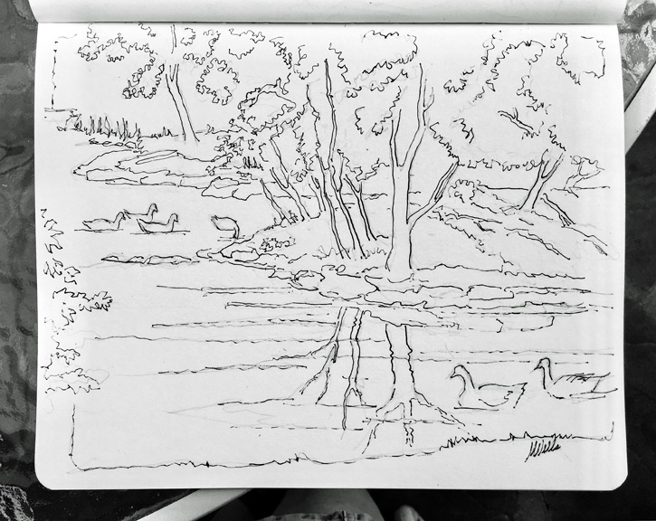 Sterne Park sketch by Marilyn, pencil and pen
