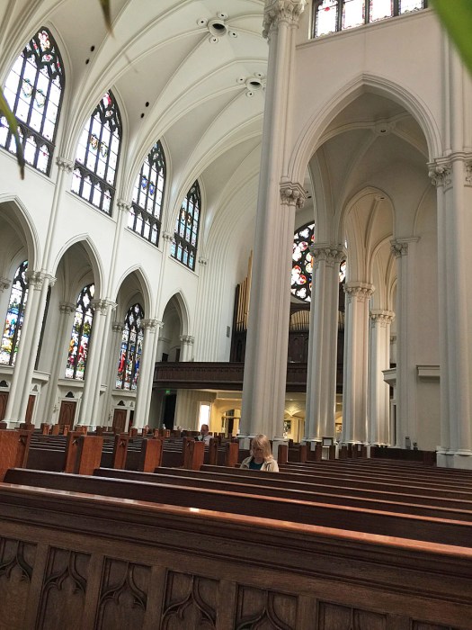 Kathy with Denver Urban Sketching in Cathedral of Immaculate Conception
